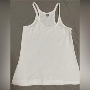 Toteme White Organic Cotton Ribbed Stretch Tank Top Small